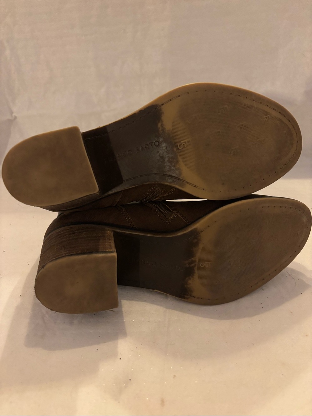 Franco Sarto Brown Ankle Boots with Black Strap Accents - Picture 4 of 6